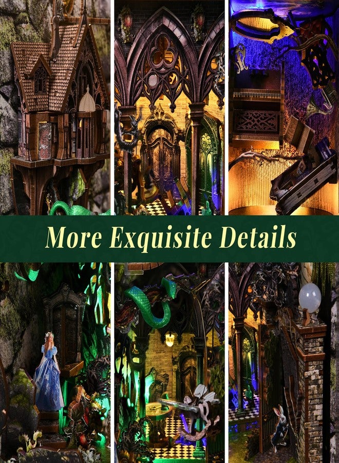 MiniCity Book Nook Kit, 3D Wooden Puzzle Dollhouse Booknook, Gifts for Family, Lover (Down The Rabbit-Hole Alice in Wonderland) - Image 3